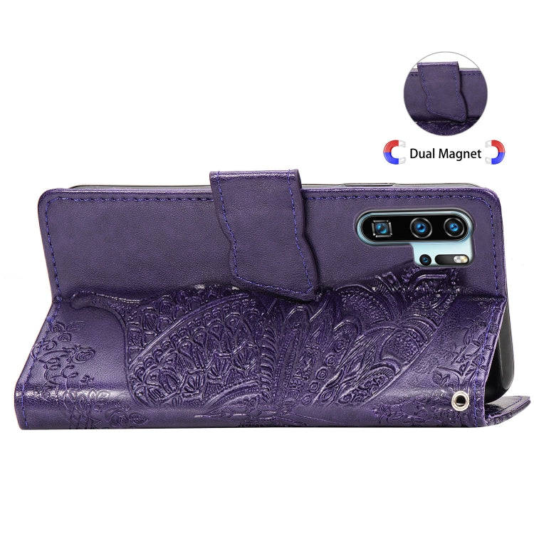 Butterfly Love Flowers Embossing Horizontal Flip Leather Case for Huawei P30 Pro, with Holder & C...