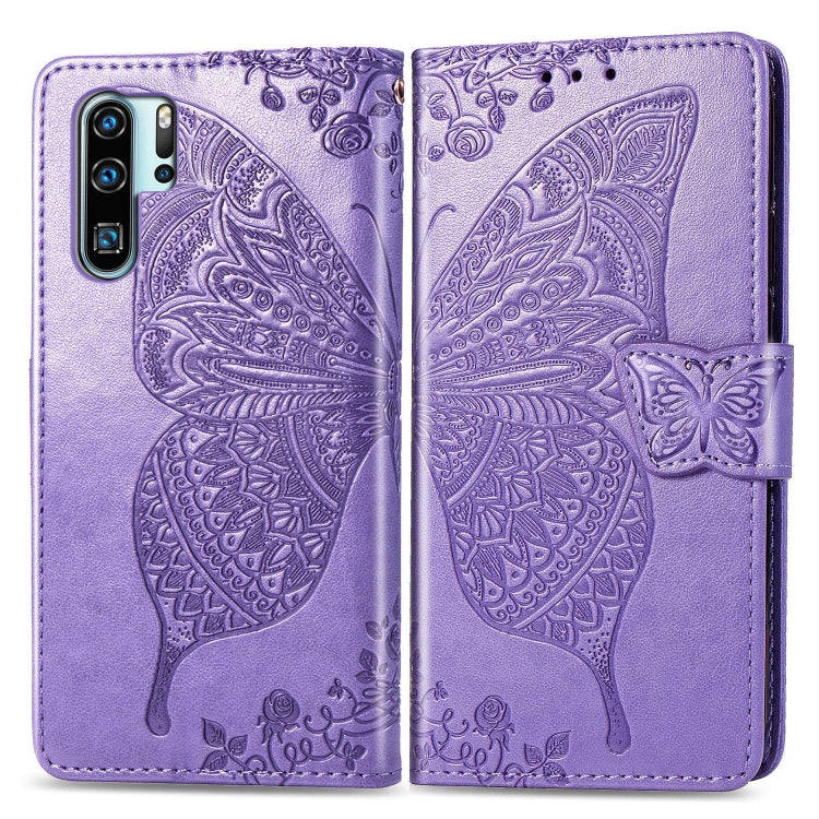 Butterfly Love Flowers Embossing Horizontal Flip Leather Case for Huawei P30 Pro, with Holder & C...