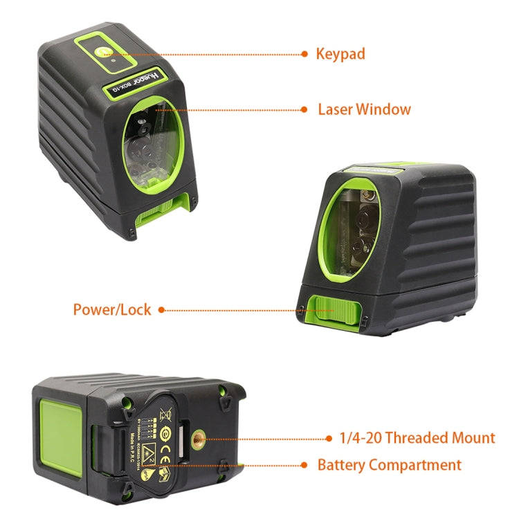 BOX-1R 1V1H 40mW & 10mW 2 Line Red Beam Laser Level Covering Walls and Floors (Red)