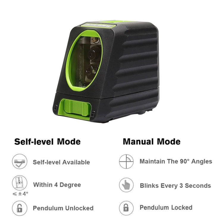 BOX-1R 1V1H 40mW & 10mW 2 Line Red Beam Laser Level Covering Walls and Floors (Red)