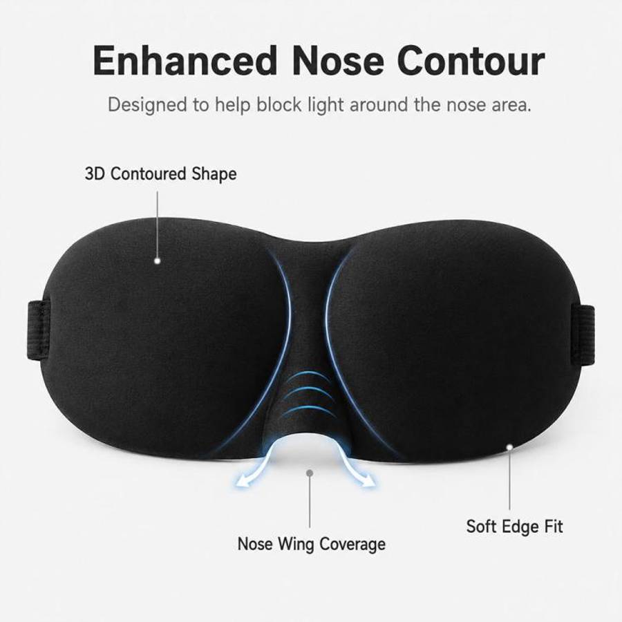 3D Portable Shading Sleep Rest Aid Cover Eye Patch Sleeping Mask Female Cute Eye Mask(Black)
