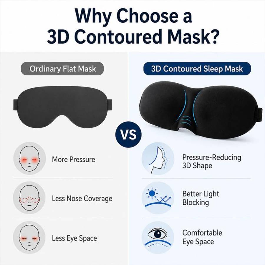 3D Portable Shading Sleep Rest Aid Cover Eye Patch Sleeping Mask Female Cute Eye Mask(Black)