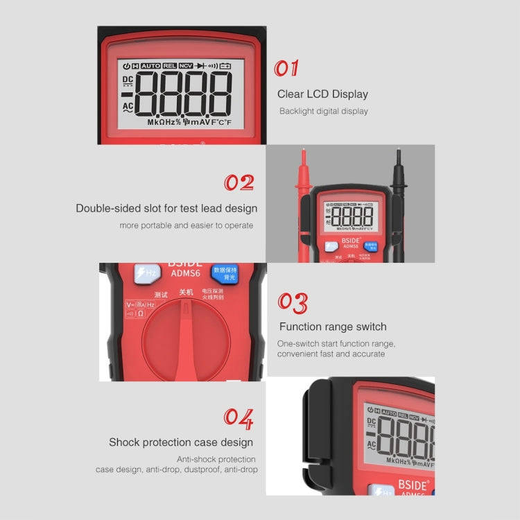 BSIDE ADMS6 High-precision Fully Automatic Small Digital Intelligent Multimeter with HD Digital D...