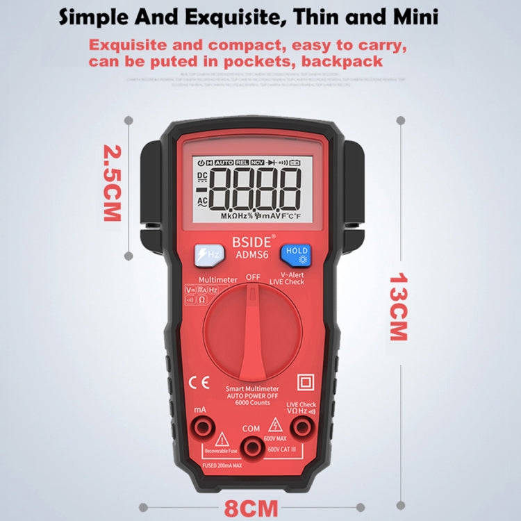 BSIDE ADMS6 High-precision Fully Automatic Small Digital Intelligent Multimeter with HD Digital D...