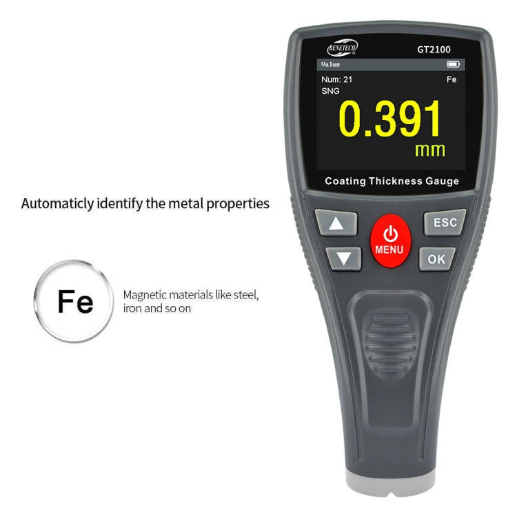 BENETECH GT2100 Digital Anemometer Coating Thickness Gauge Color Screen Car Paint Thickness Teste...