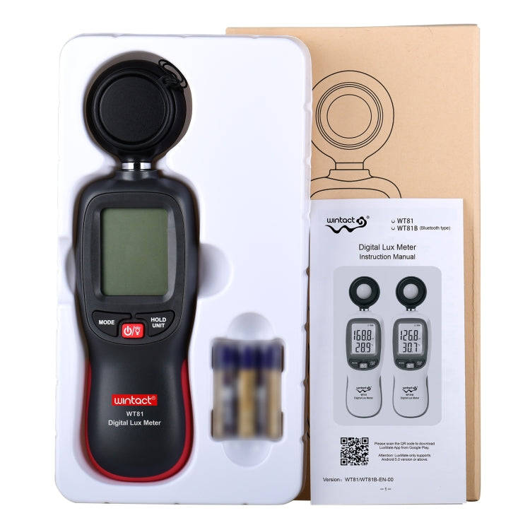 Wintact WT81 Digital Light Lux Meter for Factory / School / House Various Occasion, Range: 0-200,...