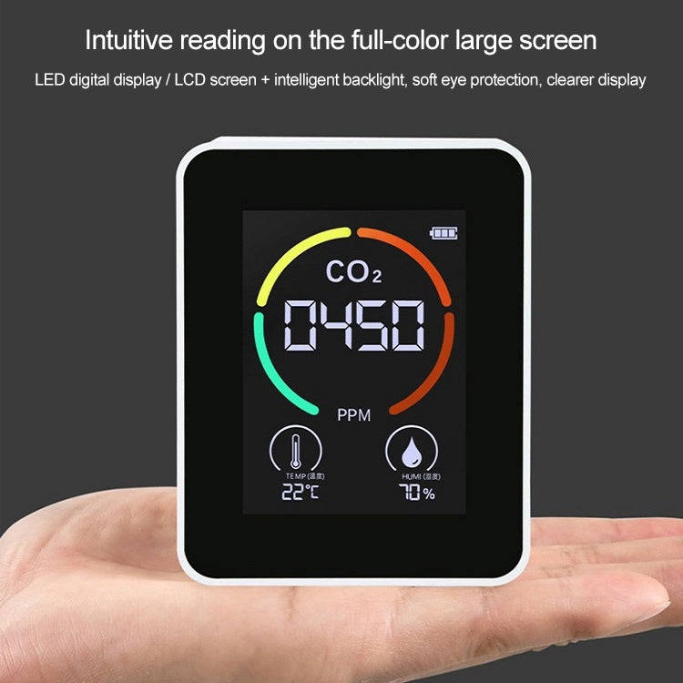 XY-T01 3 in 1 Temperature Humidity and CO2 Display Air Quality Detector, Infrared Sensor(Black)