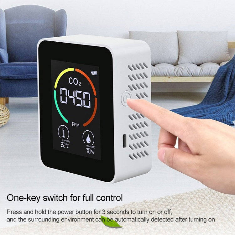 XY-T01 3 in 1 Temperature Humidity and CO2 Display Air Quality Detector, Infrared Sensor(White)