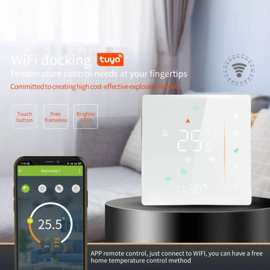 BHT-006GBLW 95-240V AC 16A Smart Home Heating Thermostat for EU Box, Control Electric Heating wit...