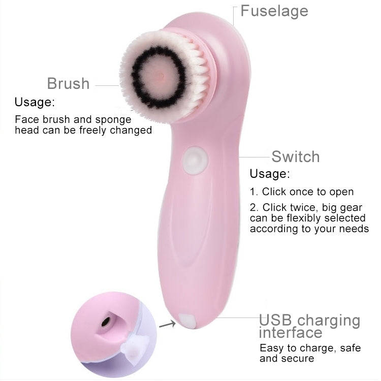 3 in 1 USB Charging Electronic Cleaning Face Beauty Instrument Pores Nose Blackhead Facial Cleans...