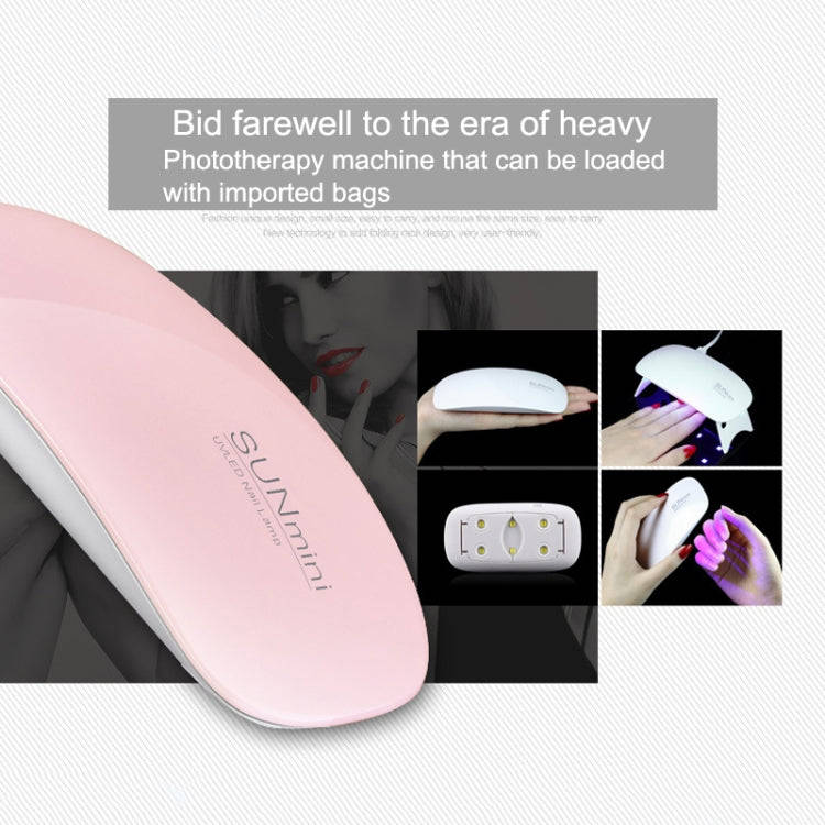 SUN mini 2 6W UV + LED USB Nail Lamp Fingernail Gel Curing Dryer(Pink)