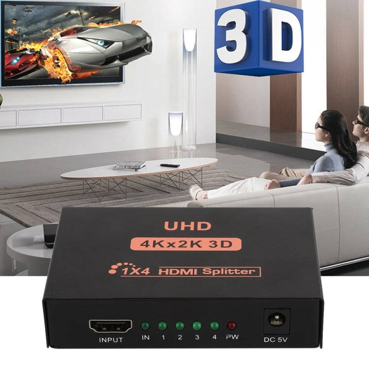 CY10 UHD 4K x 2K 3D 1 x 4 HDMI Splitter (UK Plug)
