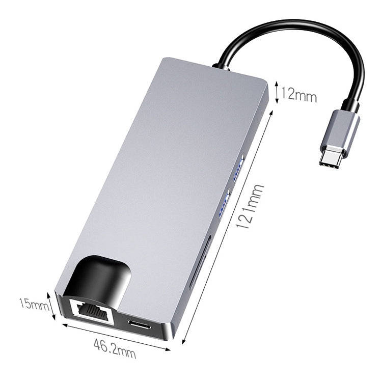 HW-TC12 8 In 1 Type-C / USB-C Multifunctional Extension HUB Adapter Hdmi / Vga Hub Card Reader + ...