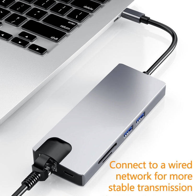 HW-TC12 8 In 1 Type-C / USB-C Multifunctional Extension HUB Adapter Hdmi / Vga Hub Card Reader + ...
