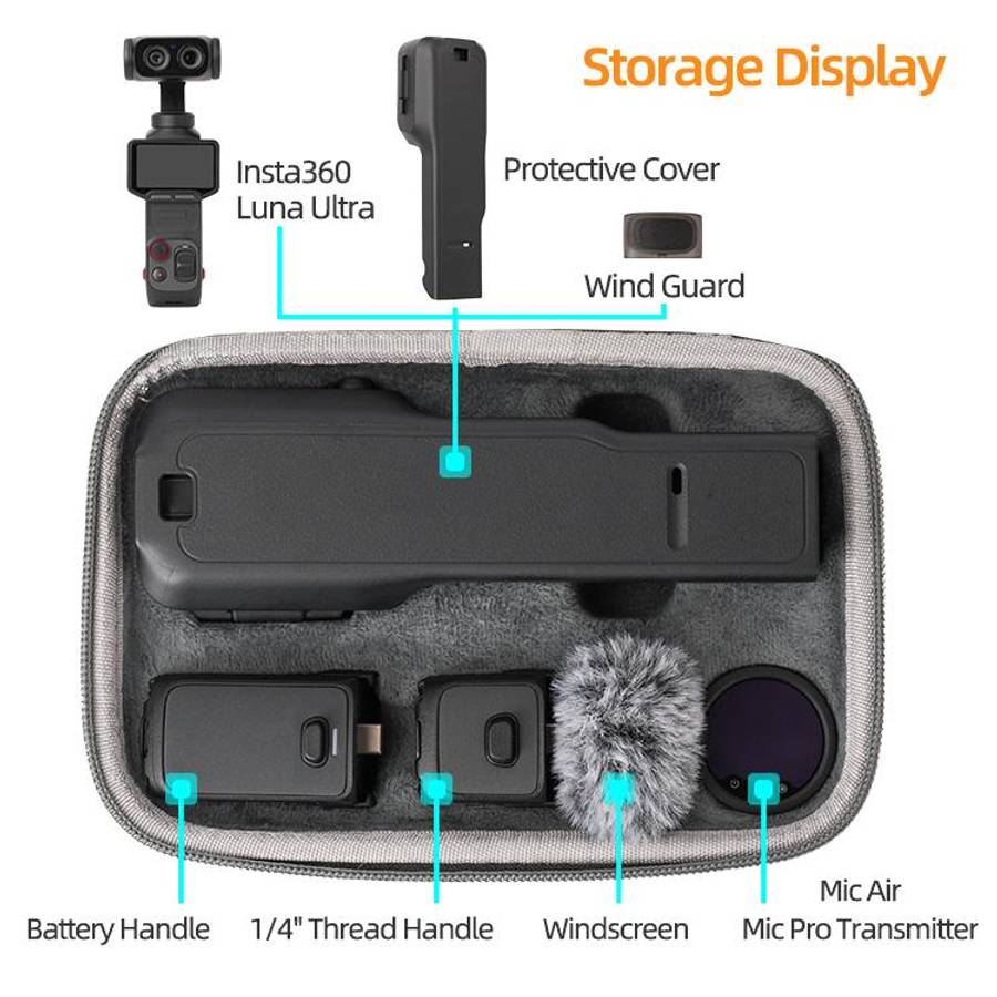 For Insta360 Luna Ultra Sunnylife Mini Carrying Case Handbag Creator Combo Bag (Dark Gray)