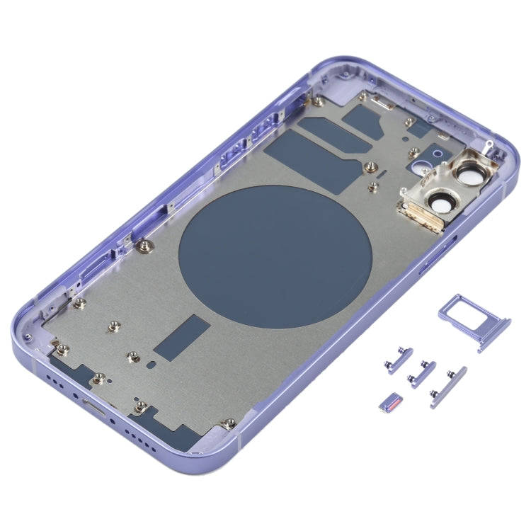 Back Housing Cover with SIM Card Tray & Side  Keys & Camera Lens for iPhone 12(Purple)