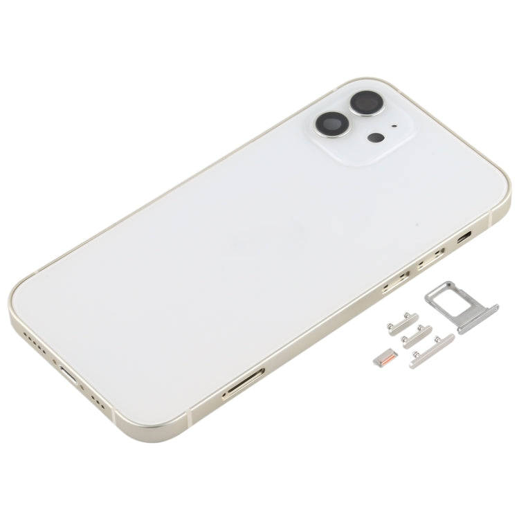 Back Housing Cover with SIM Card Tray & Side  Keys & Camera Lens for iPhone 12(White)