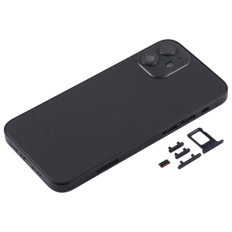 Back Housing Cover with SIM Card Tray & Side  Keys & Camera Lens for iPhone 12 mini(Black)