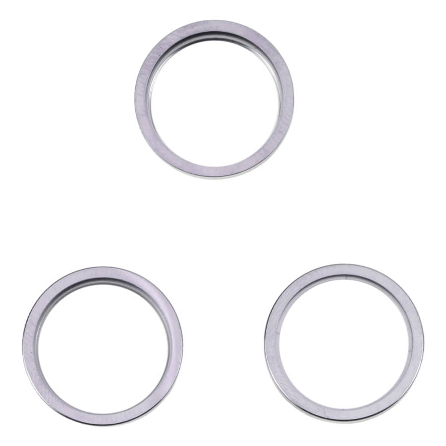 For iPhone 14 Pro 3PCS Rear Camera Glass Lens Metal Outside Protector Hoop Ring(Grey)