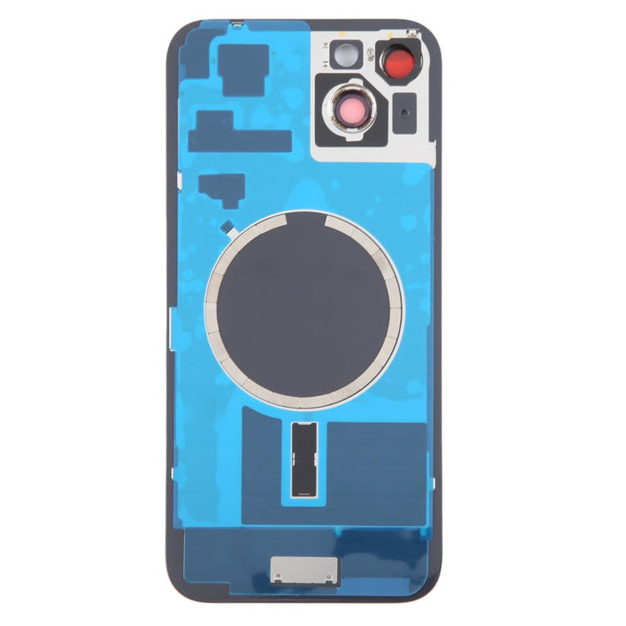 For iPhone 15 Plus Battery Back Cover with Camera Lens Frame + MagSafe Magnet(Black)