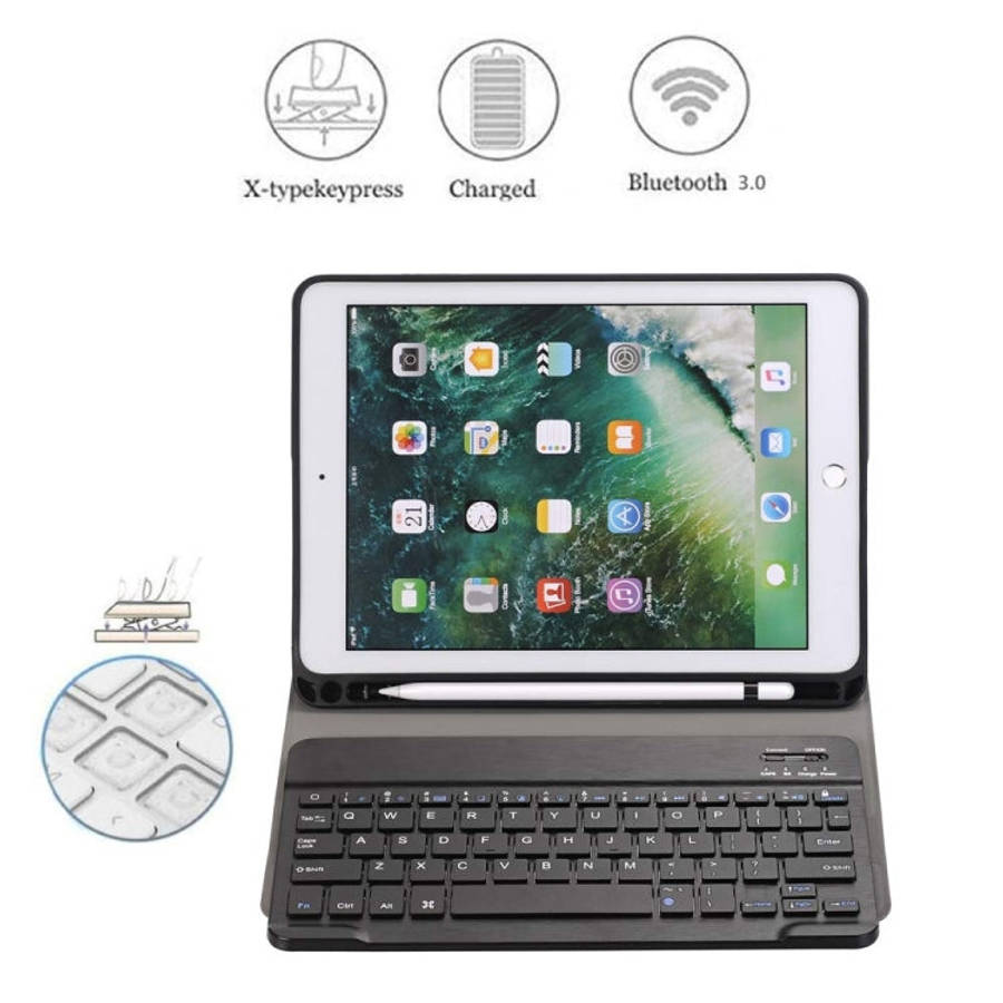 Detachable Bluetooth Keyboard + Horizontal Flip Leather Tablet Case with Holder & Pencil Holder f...