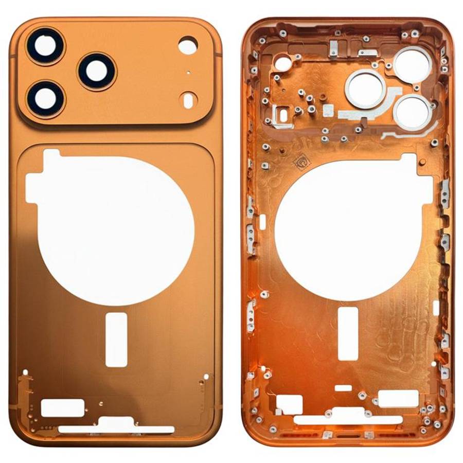 For iPhone 17 Pro Middle Frame Bezel Plate with Camera Lens Cover (Orange)