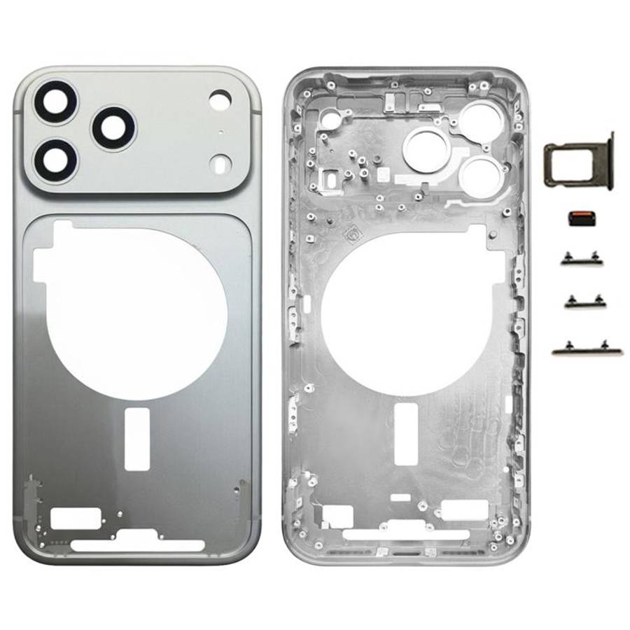 For iPhone 17 Pro Max Middle Frame Bezel Plate with Camera Lens Cover (Silver)