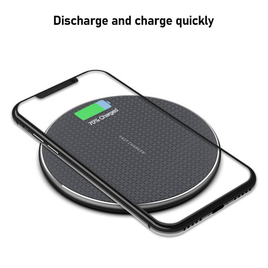 K8 15W Aluminum Alloy Round Desktop Wireless Charger with 1m Type-C Fast Charging Cable(Black)