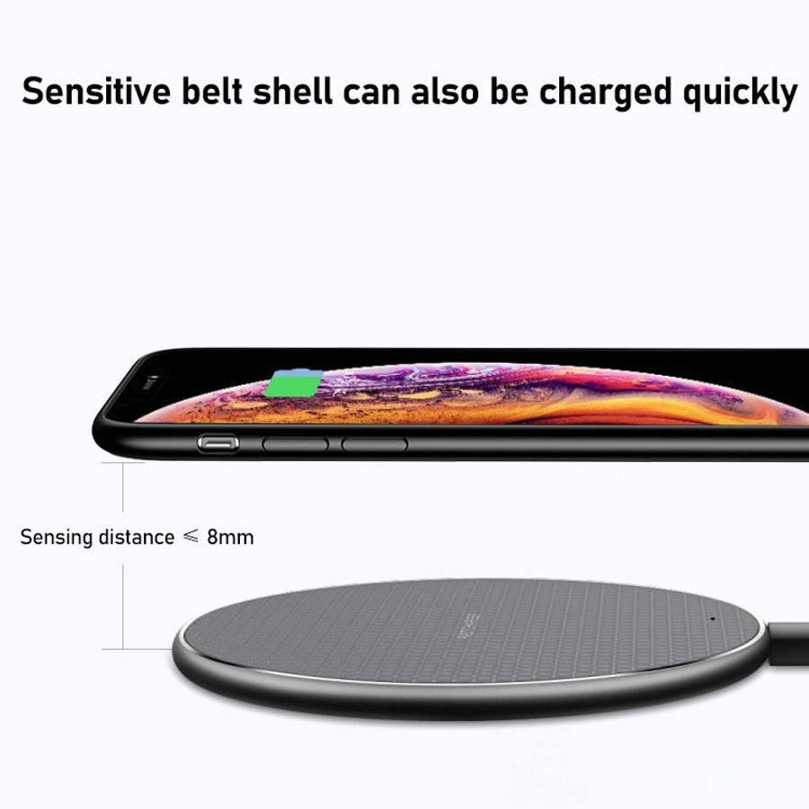 K8 15W Aluminum Alloy Round Desktop Wireless Charger with 1m Type-C Fast Charging Cable(Black)
