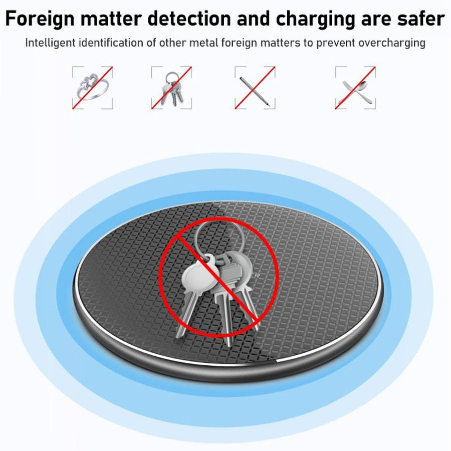 K8 15W Aluminum Alloy Round Desktop Wireless Charger with 1m Type-C Fast Charging Cable(Black)