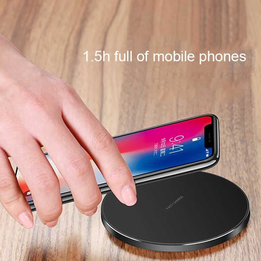 GY-68 Ultra-Thin Aluminum Alloy Wireless Fast Charging Qi Charger Pad(Black)