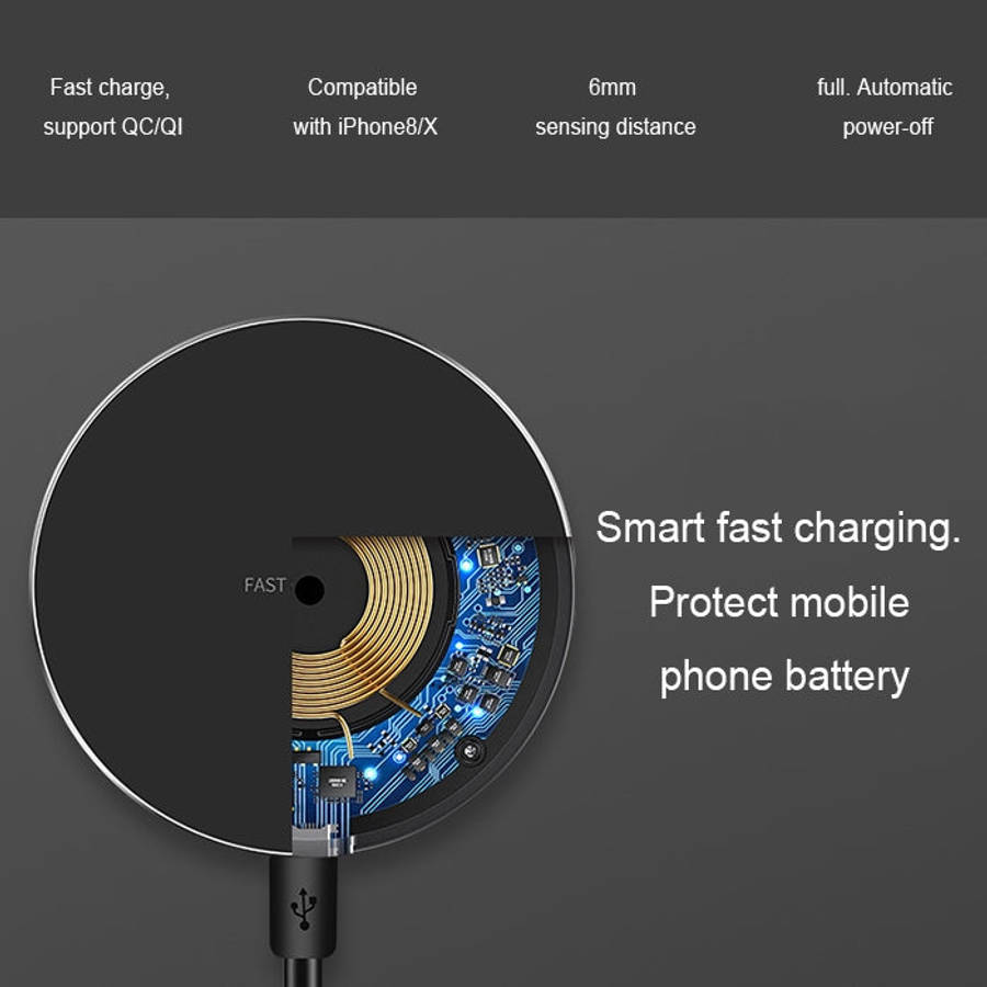 GY-68 Ultra-Thin Aluminum Alloy Wireless Fast Charging Qi Charger Pad(Silver)