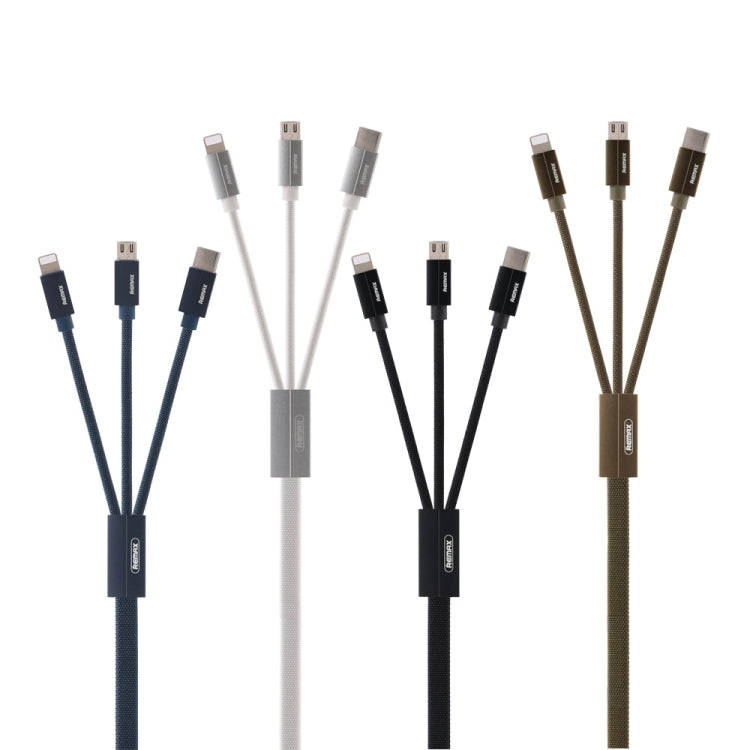 REMAX RC-094TH 1m 2.4A 3 in 1 USB to 8 Pin & USB-C / Type-C & Micro USB  Fast Charging Data Cable...
