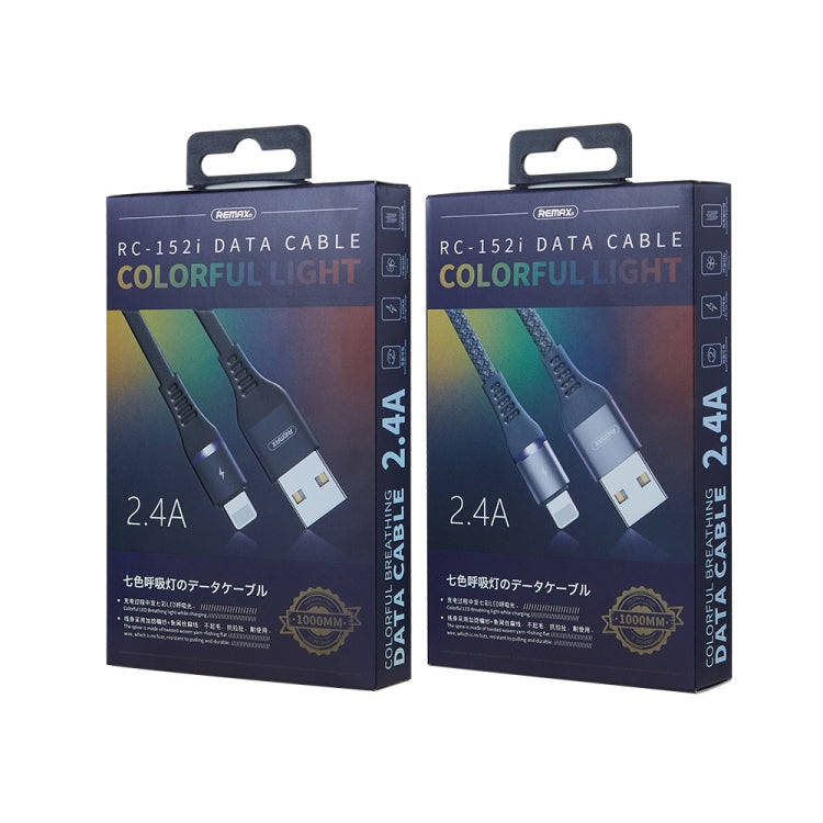 REMAX RC-152I 1m 2.4A USB to 8 Pin Colorful Breathing Data Cable(Silver)