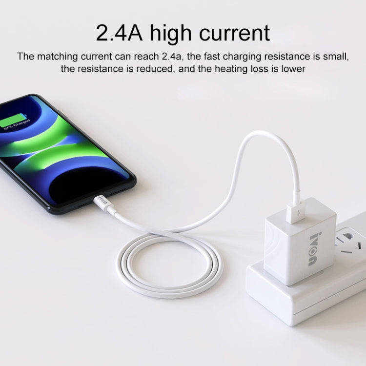 IVON CA70 Type-C / USB-C Fast Charging Data Cable, Length: 1m (White)