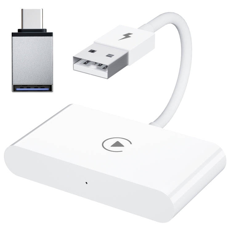 USB + USB-C / Type-C Wired to Wireless Carplay Adapter for iPhone(White)