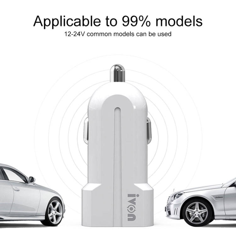 IVON CC13 QC 3.0 Fast Charging Car Charger Set with Micro USB Charging Cable (White)