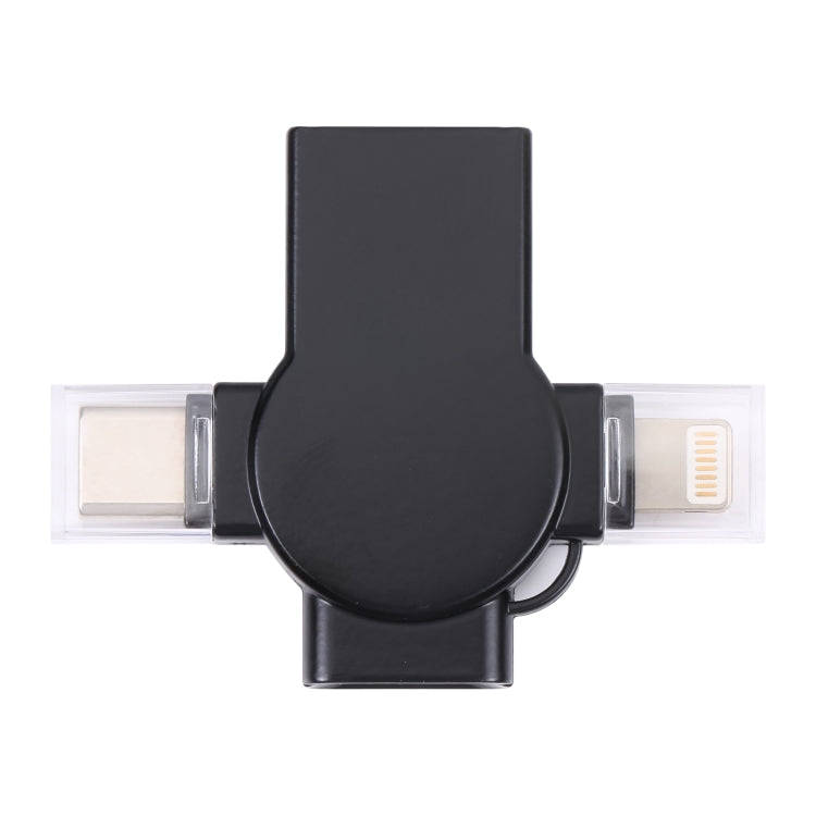 X09 4 in 1 USB to Dual 8 Pin+USB-C/Type-C Interface OTG Adapter (Black)