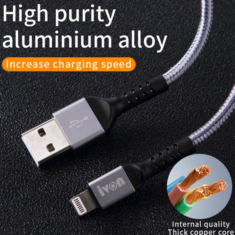 IVON CA89 2.1A USB to USB-C / Type-C Braid Fast Charge Data Cable, Cable Length: 1m (Gold)
