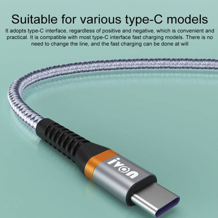 IVON CA79 5A Type-C / USB-C Aluminum Alloy Braided Fast Charging Data Cable for Huawei, Length: 1...