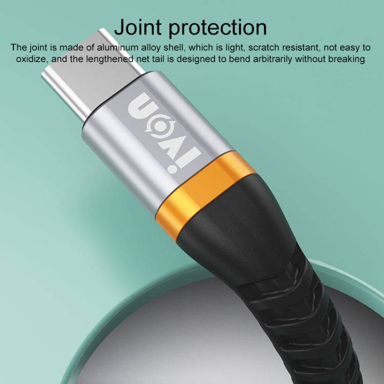 IVON CA79 5A Type-C / USB-C Aluminum Alloy Braided Fast Charging Data Cable for Huawei, Length: 1...