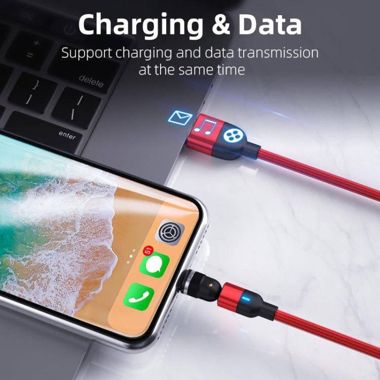 1m 3A Output USB to 8 Pin 540 Degree Rotating Magnetic Data Sync Charging Cable(Red)
