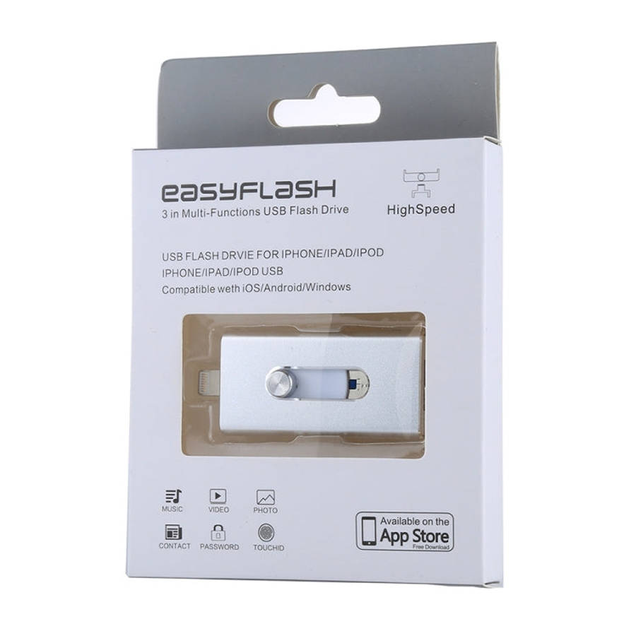 RQW-02 3 in 1 USB 2.0 & 8 Pin & Micro USB 128GB Flash Drive(Silver)