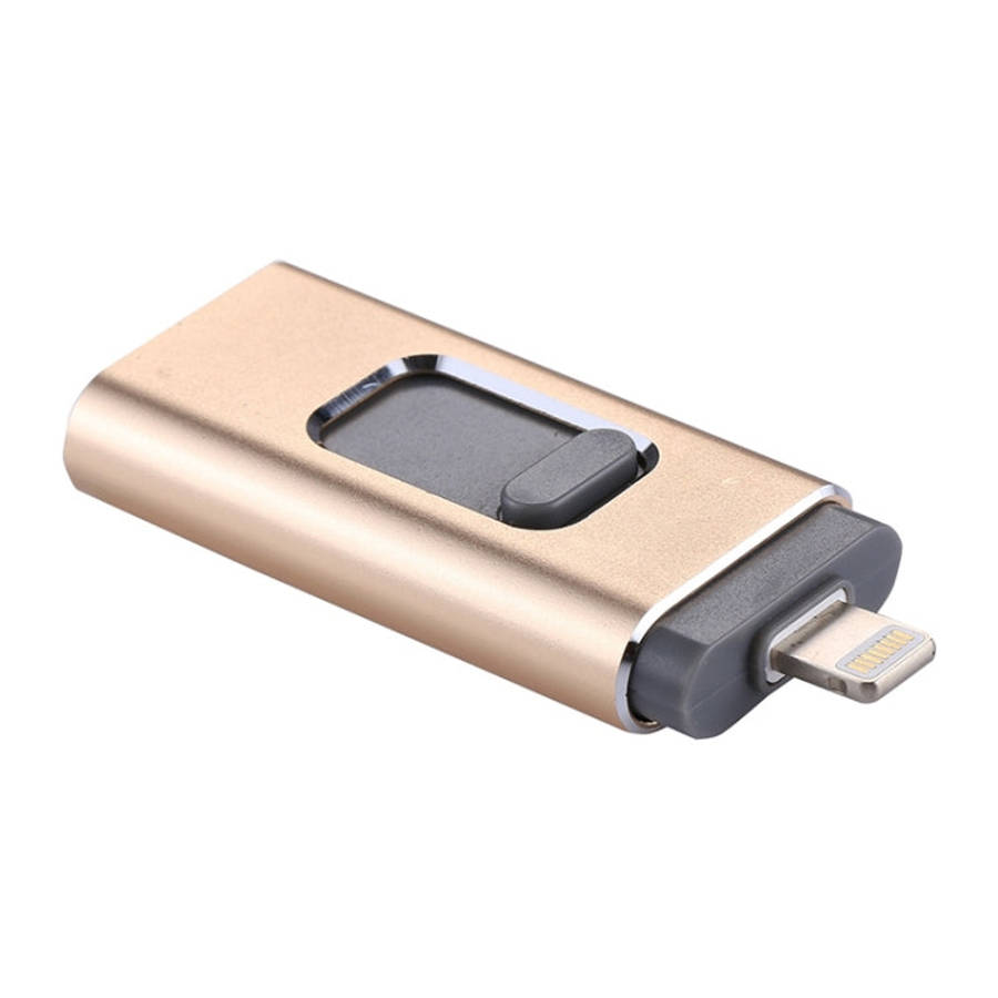 easyflash RQW-01B 3 in 1 USB 2.0 & 8 Pin & Micro USB 32GB Flash Drive(Gold)