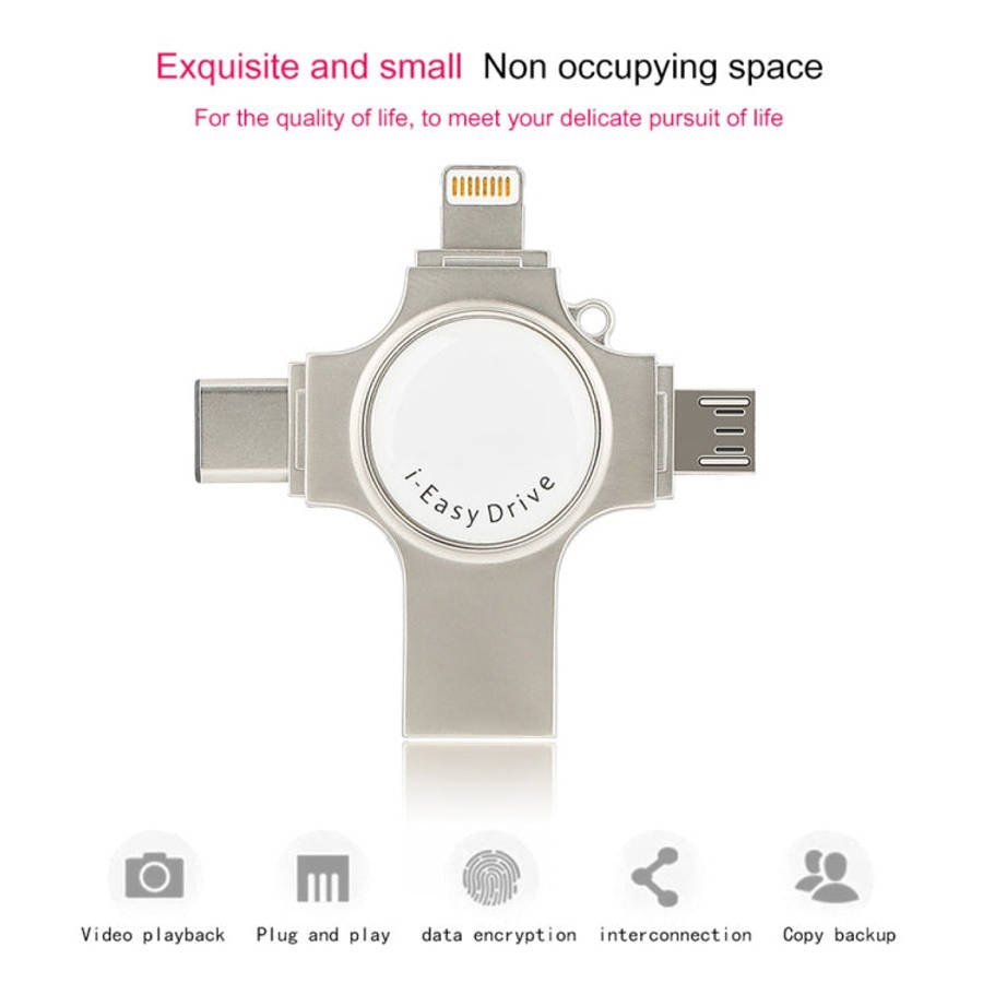 RQW-11S 4 in 1 USB 2.0 & 8 Pin & Micro USB & USB-C / Type-C 16GB Flash Drive