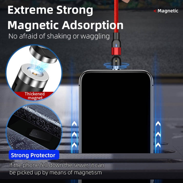 1m 2A Output USB to 8 Pin Nylon Braided Rotate Magnetic Charging Cable(Black)