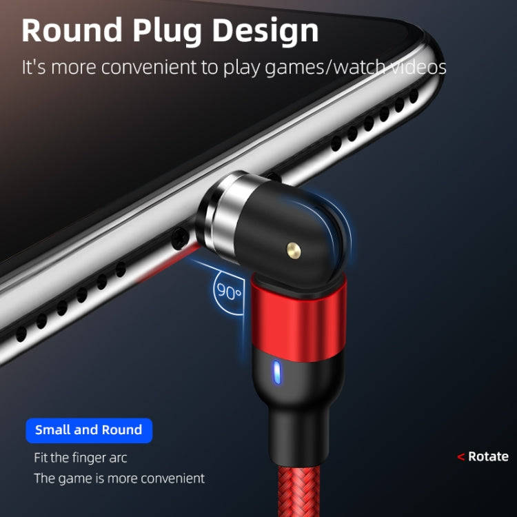 2m 2A Output 3 in 1 USB to 8 Pin + USB-C / Type-C + Micro USB Nylon Braided Rotate Magnetic Charg...