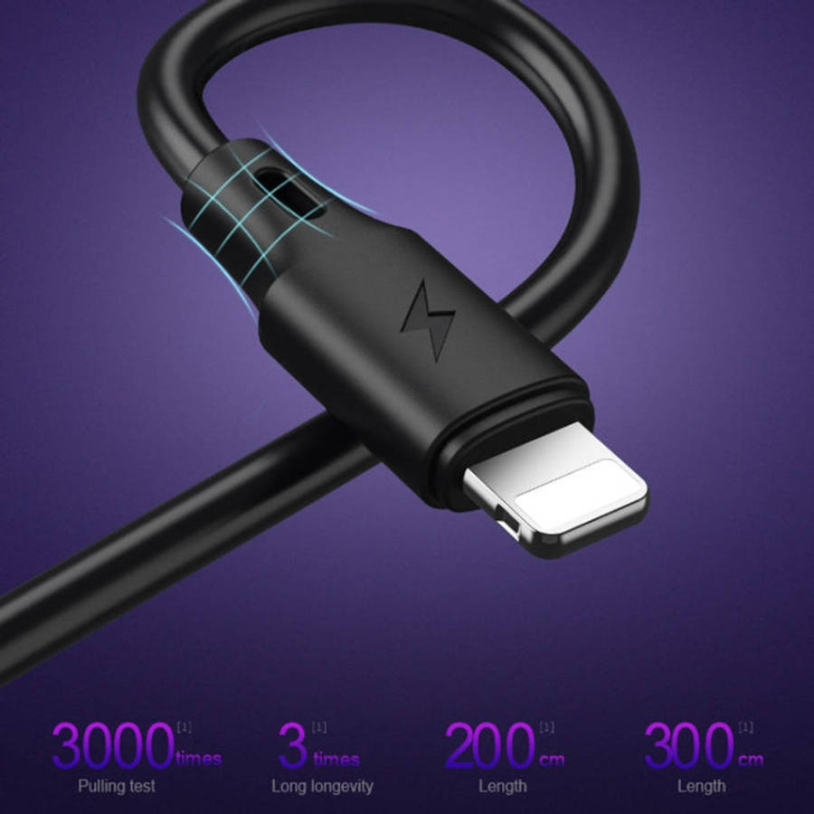 WK WDC-092 3m 2.4A Max Output Full Speed Pro Series USB to 8 Pin Data Sync Charging Cable(White)