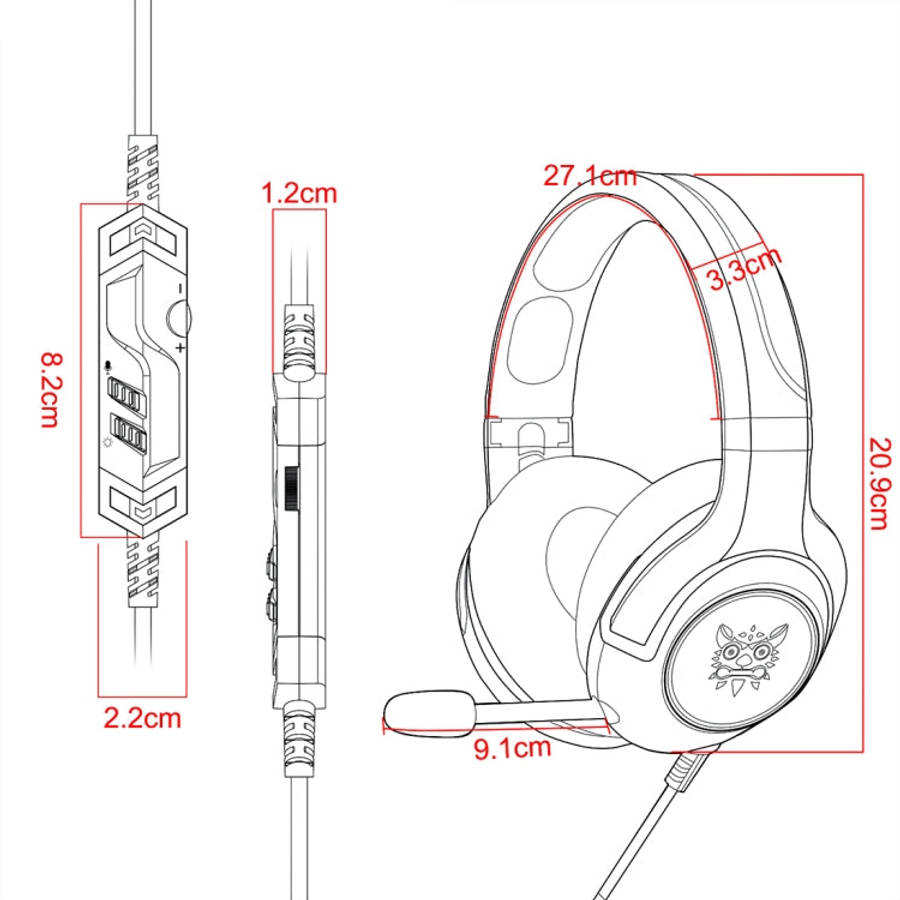 ONIKUMA K9 Single Plug RGB Adjustable Gaming Headphone with Microphone(Black)
