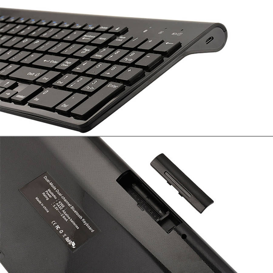 K368 Dual Mode Dual Channel 102 Keys Wireless Bluetooth Keyboard for Laptop, Notebook, Tablet and...